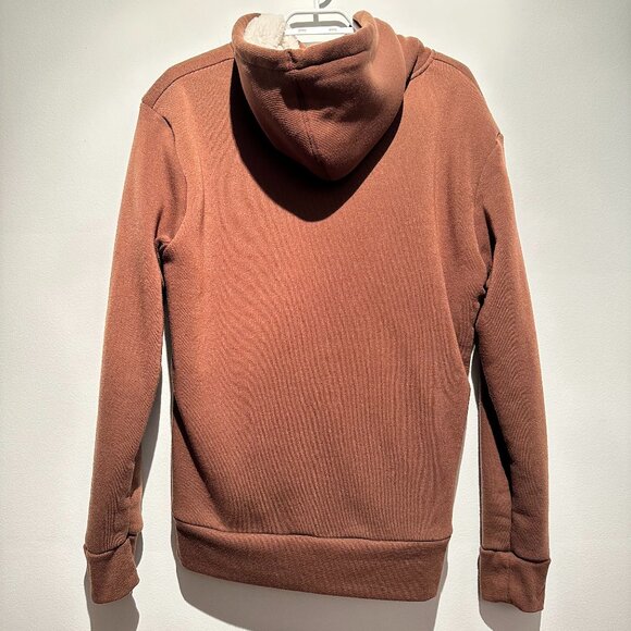 Sherpa Lined Zip-Up Fleece Hoodie - Brown / Small - Picture 3 of 3